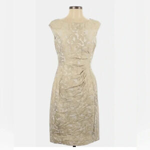Ralph‎ Lauren Women’s Cocktail Sleeveless Sheath Mini Dress Champagne Sz 4 EUC